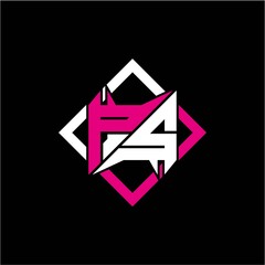 Modern minimalist design with letter P S initials and rectangular frame