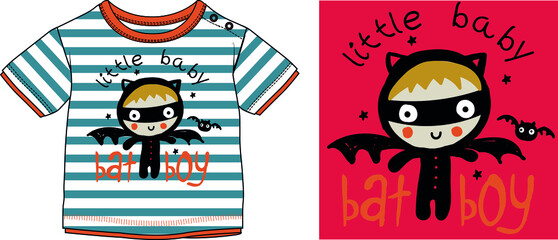 Design for children. Vector illustration. halloween t shirt design, bat boy design.