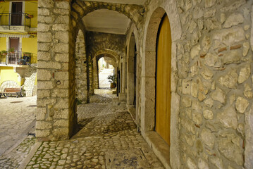 Panoramic view of the old town of Guardia Sanframondi in the province of Salerno, Italy.