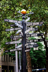 street sign with directions
