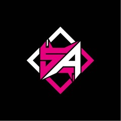 Modern minimalist design with letter S A initials and rectangular frame