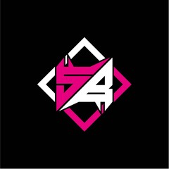 Modern minimalist design with letter S B initials and rectangular frame