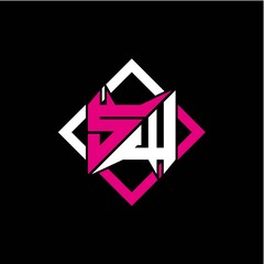 Modern minimalist design with letter S W initials and rectangular frame