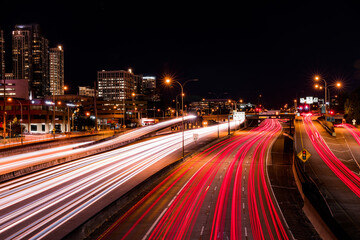 Fototapeta na wymiar Highway Long Exposure City Background at night