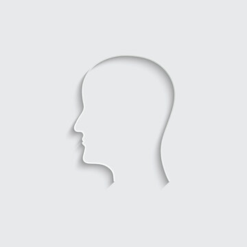 Paper human head profile icon - vector  