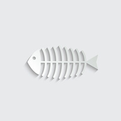 Paper fish skeleton icon vector black icon line style