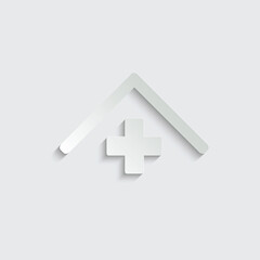 Fototapeta premium Paper clinic icon, hospital icon vector
