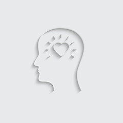 Paper head with heart icon. love sign vector