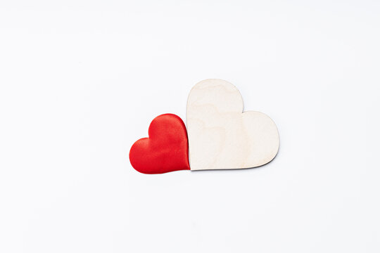 valentine day greeting card. heart shape over white background. above view. minimal. romance conceptual