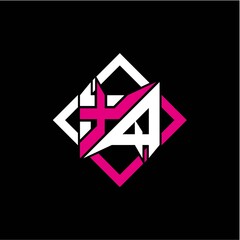 Modern minimalist design with letter X Q initials and rectangular frame