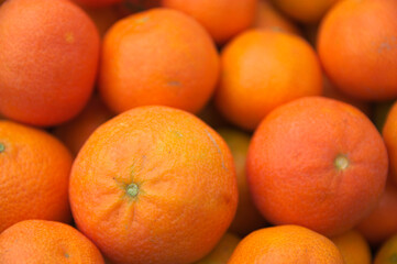 Close-up of a bunch of freshly picked oranges