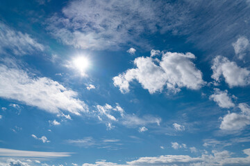 Blue sky with white clouds in a sunny day..