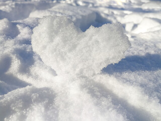 Heart shape made from ice during winter