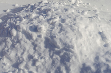 A huge snowdrift in a clearing.