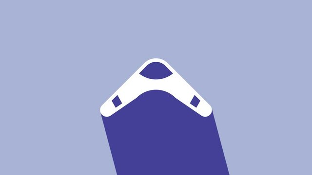 White Boomerang icon isolated on purple background. 4K Video motion graphic animation