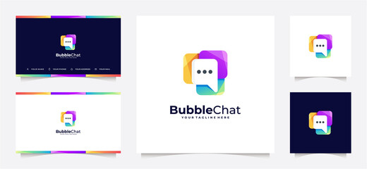 logo communication design logo with colorful chat icon