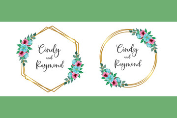 Wedding invitation frame set, floral watercolor hand drawn Himalayan Poppies Flower design Invitation Card Template