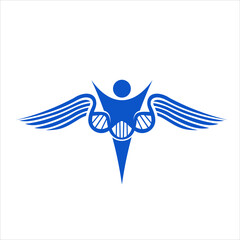 illustration of DNA symbol combined people and wings icon.