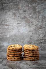 Cookies stacked with a neutral colored background
