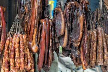 Drying sausage, Longsheng, Guangxi Province, China