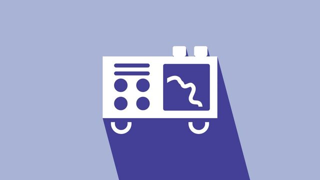 White Spectrometer icon isolated on purple background. 4K Video motion graphic animation