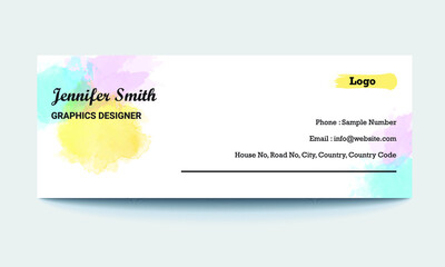 Color splash email signature design with modern and flat design