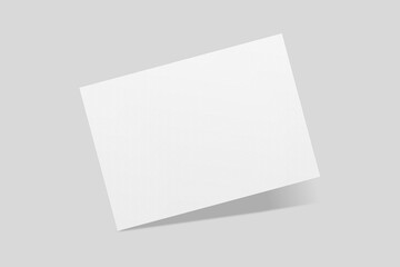 Realistic blank A4 landscape flyer brochure for mockup. Paper or poster illustration. 3D Render.