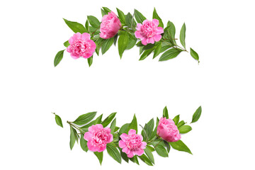 Wreaths made of beautiful flowers on white background