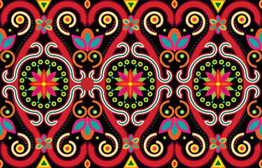 Curve patterns on an Asian style fabric background.