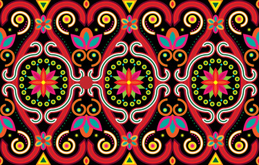 Curve patterns on an Asian style fabric background.