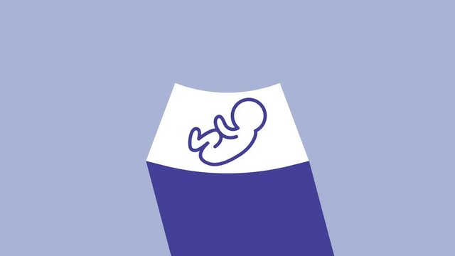 White Ultrasound of baby icon isolated on purple background. Fetus. 4K Video motion graphic animation