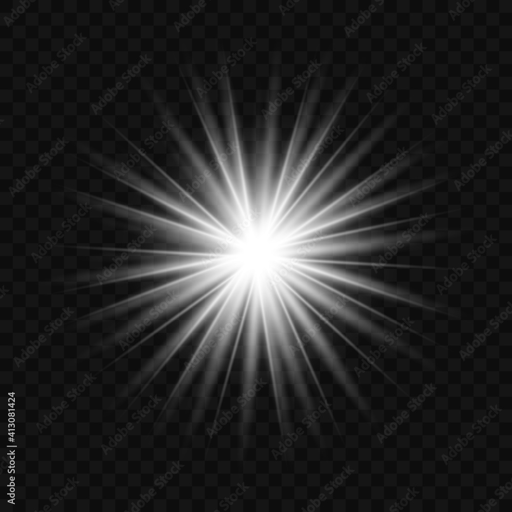 Wall mural white beautiful light explodes with a transparent explosion. vector, bright illustration for perfect