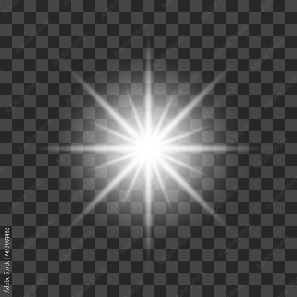 Wall mural white beautiful light explodes with a transparent explosion. vector, bright illustration for perfect