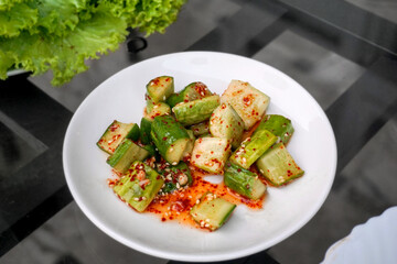 Korean traditional side dish cucumber Kimchi.