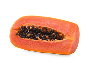 sliced of ripe papaya isolated on white background