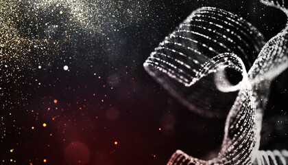 Obraz premium Bokeh Abstract shiny light and glitter with de focused. Glitter light background, Gold, White, Blue bokeh glitter sparkle background. Bokeh light effect creative background.