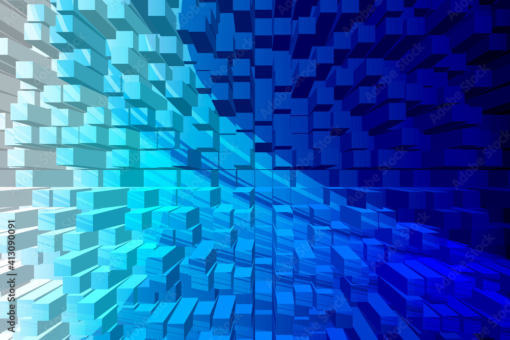 Wall mural Blue abstract background with square and partners