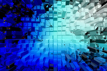 Blue abstract background with square and partners