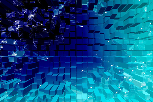 Blue abstract background with square and partners © ING Studio 1985