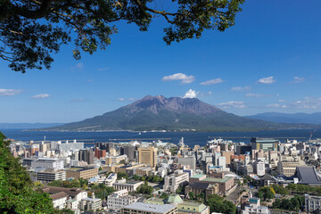 城山展望台から見た桜島の風景　鹿児島県鹿児島市