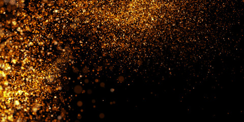 Fototapeta na wymiar Bokeh Abstract shiny light and glitter with de focused. Glitter light background, Gold, White, Blue bokeh glitter sparkle background. Bokeh light effect creative background.