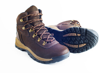hiking boots on white background