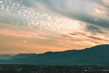 sunset in the mountains.Japan.