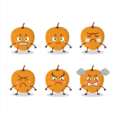 Lulo fruit cartoon character with various angry expressions