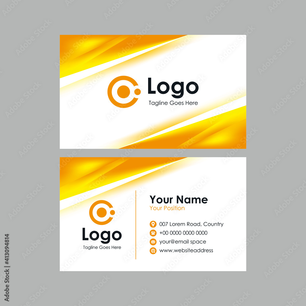 Poster abstract smooth business card with yellow orange dynamic mesh gradient design, professional stylish 