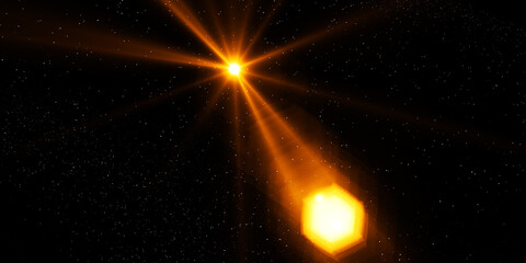 Light optical lens explosion effect. Sun light ray lens flare, colorful flare light beam explosion...