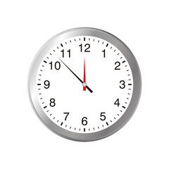 Simple Silver Clock Illustration Vector Design, grey clock on white background