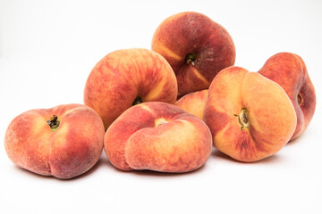 peaches on white background