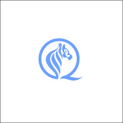 logo Q and horse vector syimbol image sign simple blue	