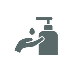 Hand sanitizer icon, solid style. Washing hand with sanitizer liquid soap. Vector illustration. Design on white background. EPS 10